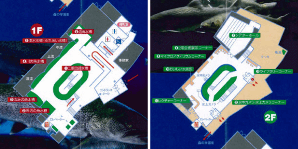 富士湧水の里水族館のフロアマップ